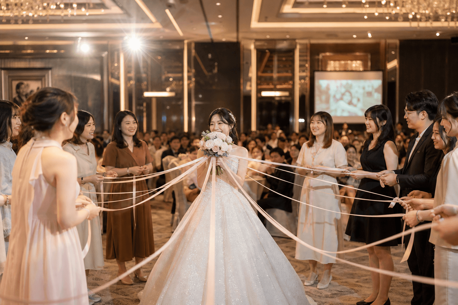 婚禮拉捧花緞帶遊戲