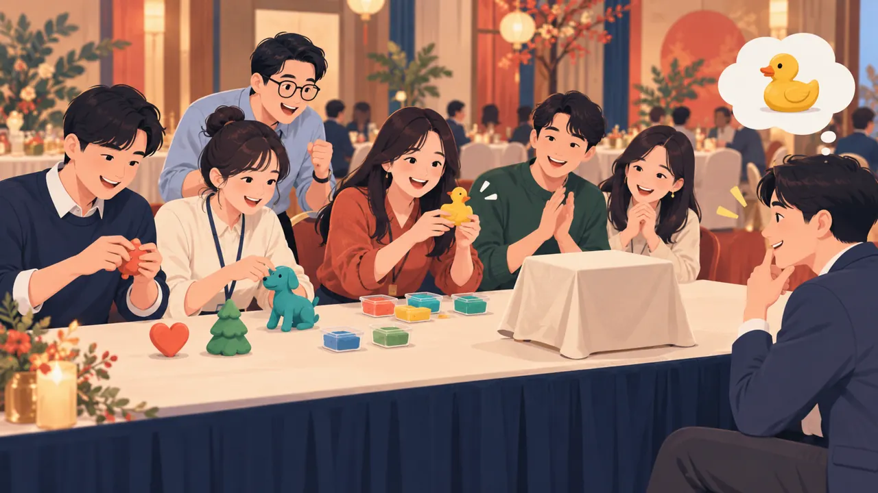 黏土接力猜題尾牙遊戲示意圖