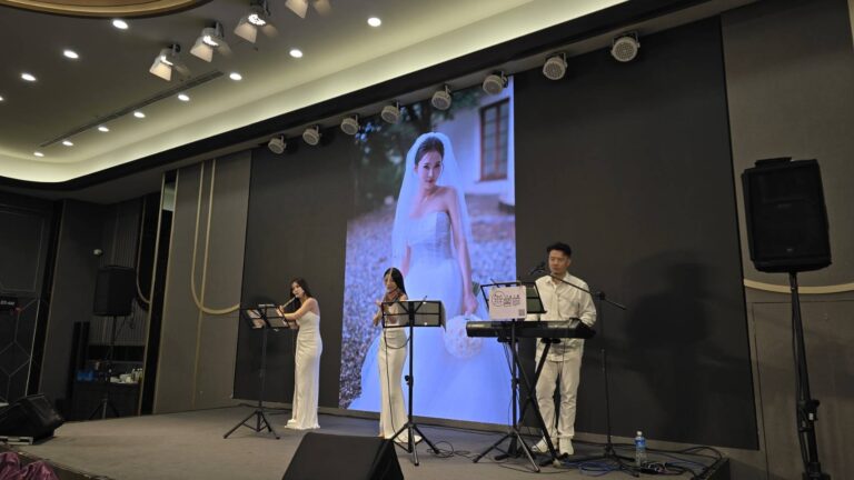 宜蘭凱旋宴會館一樓婚宴，鍵盤、小提琴與長笛三人樂團演出
